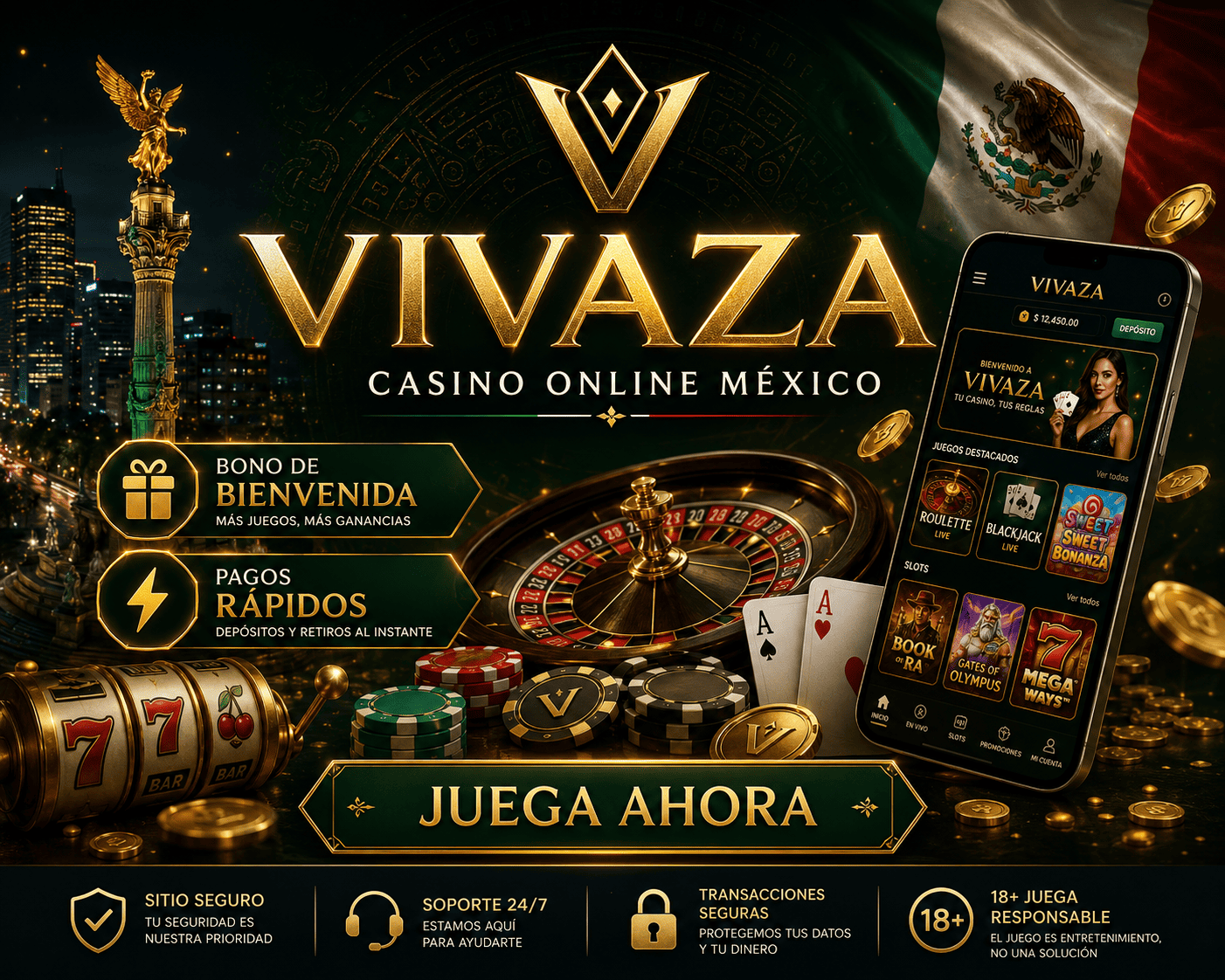 vivaza - casino welcome visual vivaza casino lobby with slot reels, table games, and mobile navigation
